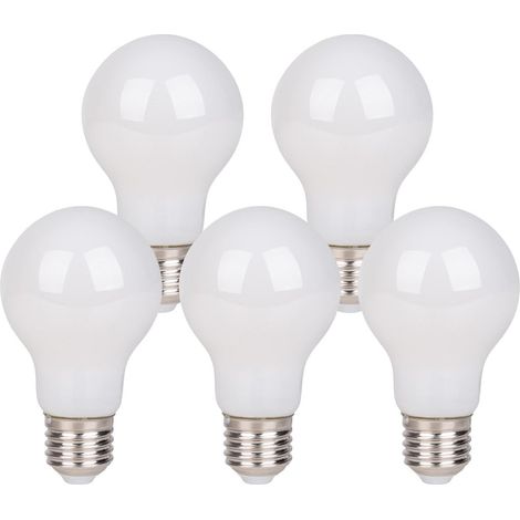 Lot de 5 Ampoules LED E14 8W Forme Poire Classique en Verre et Métal Finition Laiteuse - PANGIVO (1/5)