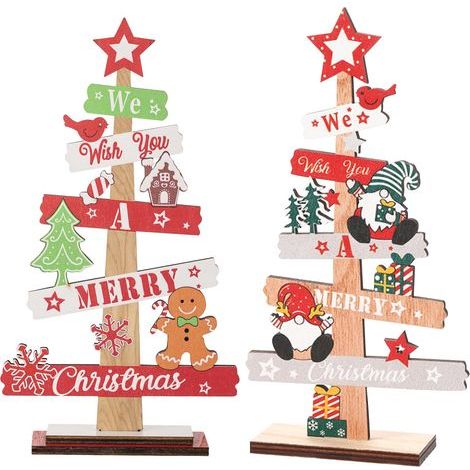 Décoration de Table de Noël - Panneau Sapin Miniature avec Père Noël et Bonhomme de Pain d'Épice (1/5)