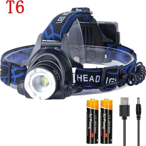 Lampe frontale LED à induction puissante (rouge), rechargeable USB/DC, ultra-lumineuse, idéale pour le camping, la pêche et la chasse en extérieur. (1/5)