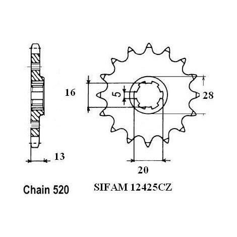 Pignon Tm 125 Cross/Enduro - 520 - 12 Dents