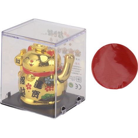 de chat porte bonheur dorée 5 cm avec panneau solaire (1/5)