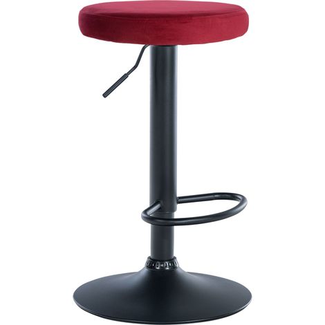 Sgabello da bar x1 design semplice altezza regolabile rivestimento in velluto rosso gambe in metallo nero 100006534