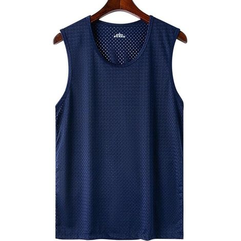 Men's sleeveless summer mesh tank top - Ice silk - For sports and fitness - For the gym, running - Casual style - White - Grey - Burgundy - Navy blue (1/5)