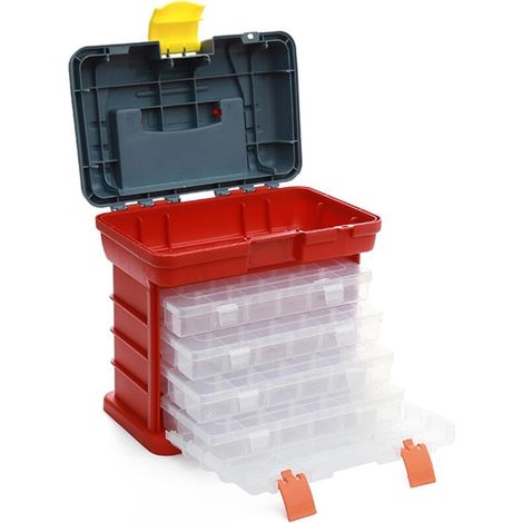 Organiseur d’outils 4 niveaux en plastique robuste – Rangement modulable pour perceuses, visseuses et accessoires électriques