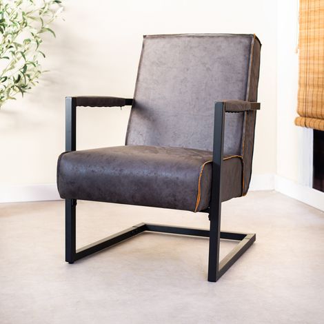 Fauteuil industriel en éco-cuir anthracite Tigre (1/5)