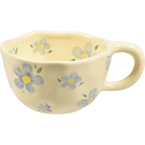 Mug en céramique, 250 ml - Motif Fleurs BleuesMulti-usages pour le bureau et la maison, idéal pour le latte, le thé et le laitCompatible micro-ondes et lave-vaisselle