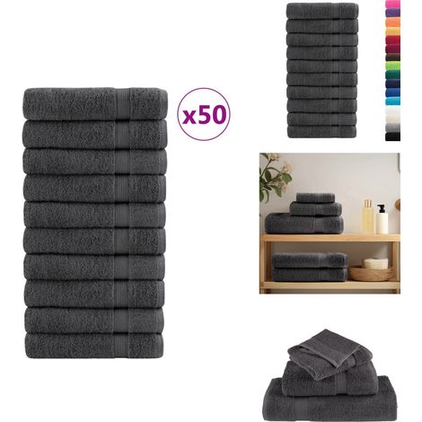 Premium-Handtücher SOLUND 50 Stk. Anthrazit 50x100 cm 600 g/m² - Baumwolle - Handtücher - Badezimmertextilien - Anthrazit - Waschbare Handtücher (1/5)