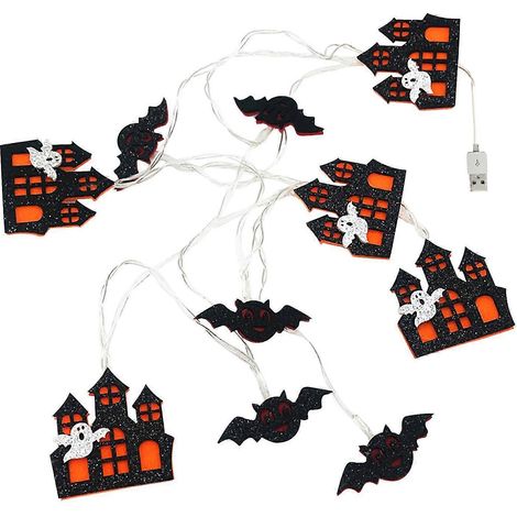 Guirlande lumineuse château d'Halloween, guirlande araignée, décoration de fête foraine (1/5)