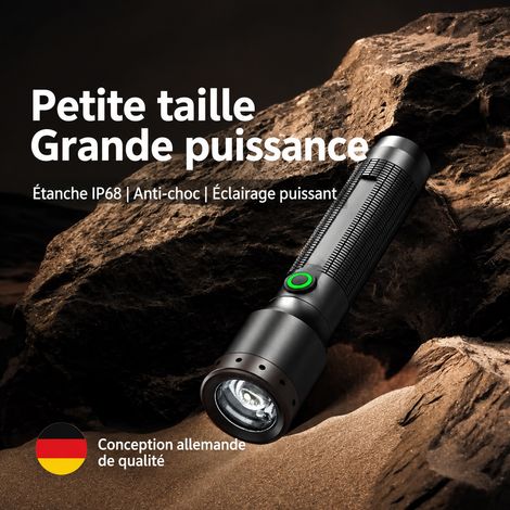 Lampe torche LED rechargeable 6W puissante compacte zoom optique autonomie 25h pour camping randonnée extérieur 200 g – Livraison gratuite (1/5)