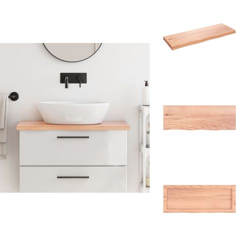 Comptoir de salle de bain marron 80x30x(2-4) cm bois traité - Comptoir De Salle De Bain - Comptoir En Bois - Plan De Travail Salle De Bain - Meuble Lavabo - Chêne Massif (1/5)