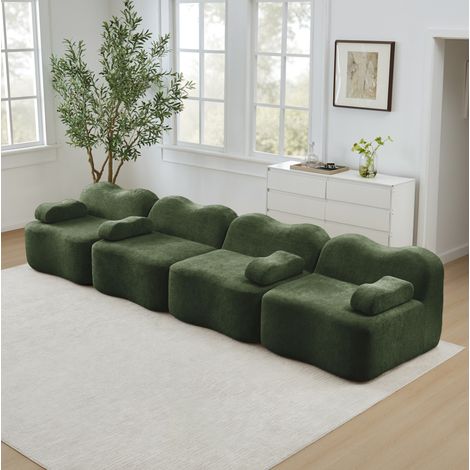 canape d'angle 4 places modulable velours vert OKMYHOME (1/5)