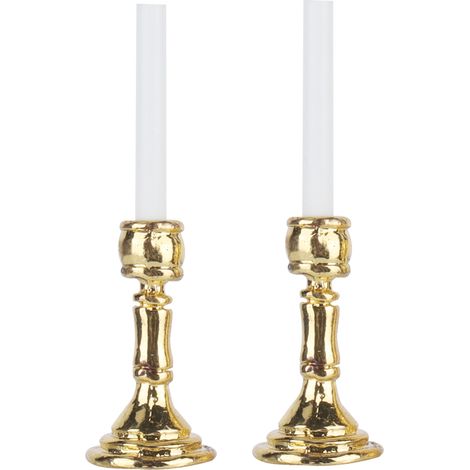 Lot de 2 mini chandeliers dorés pour maison de poupée, décoration réaliste miniature en résine, accessoire jouet échelle 1:12 (1/5)