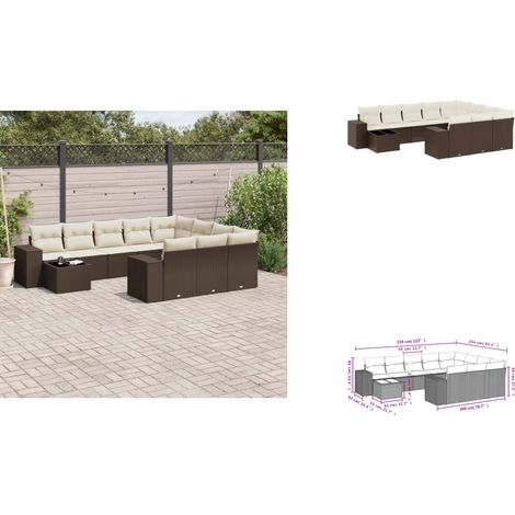 11-tlg. Garten-Sofagarnitur mit Kissen Braun Poly Rattan - Garten Sofagarnitur - Garten Sofagarnituren - Outdoor Sofagarnitur - Sofagarnitur Terrasse