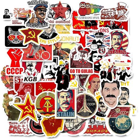 Packung mit 50 Laptop-Aufklebern der Kommunistischen Partei Russlands, kompatibel mit Laptop-Wasserflaschen. (1/5)