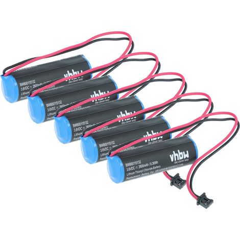 vhbw 5x Battery compatible with Mitsubishi M70, MR-J3 CNC System, CNC Machine (2600 mAh, 3.6 V, Li-Ion) (1/4)