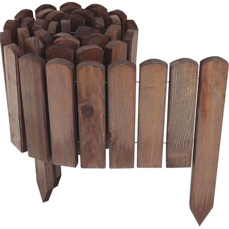 5 x Clôture enroulable en bois brun foncé 10 x 200 cm Bordure pour parterres et pelouses I Bordure flexible pour allées (1/5)