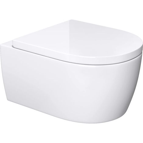 Mai & Mai Sanitari Bagno Sospeso 35,5x48x25cm, Sanitari Bagno in Ceramica Soft Close Vaso Montaggio a Parete, Aachen106