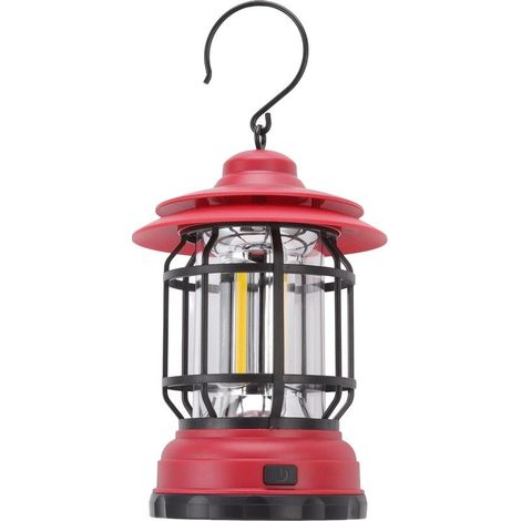 Lanterne camping réglable – 2 vitesses – haute/basse lumière – source COB – faisceau omnidirectionnel 360° – multifonctionnelle – rétro suspendue – rouge (1/5)