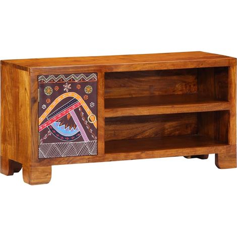 Mobile porta TV multicolore dal design moderno con contenitore per il soggiorno 90 x 30 x 45 cm in legno di acacia 020057672