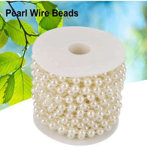 Perles enfilées rouleau 10m DIY décoration événement mariage 8mm couleur beige (1/4)