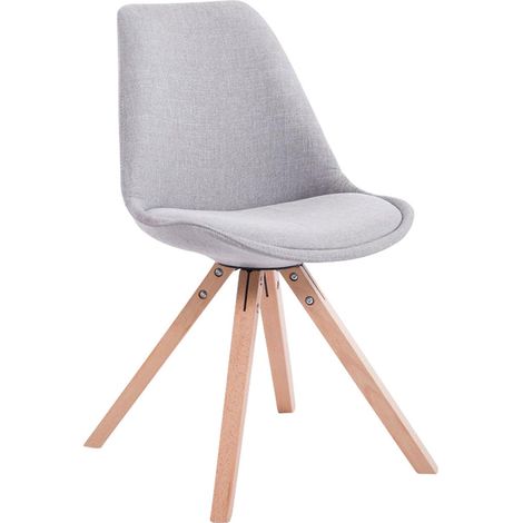 Chaise de salle à manger design scandinave en tissu gris et pieds en bois clair forme carré 100003459