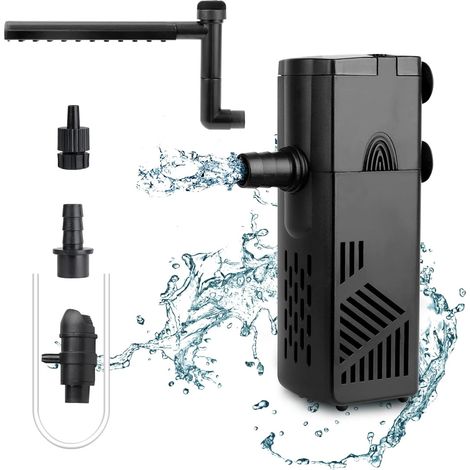 Filtre Interieur Aquarium,220L/H Filtre Interieur Débit d'eau Réglable Submersible avec,3W Faible Débit d'eau Filtre d'aquarium pour Aquarium Jusqu'à Tortue, Postuler à 20-40L (1/5)