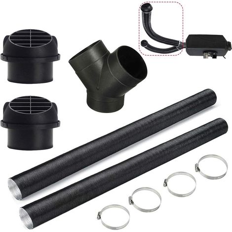 Kit condotto di uscita aria da 75 mm per riscaldatore ausiliario: condotto di riscaldamento e uscita di scarico, fascetta stringitubo e kit tubo a Y da 75 mm. (1/5)