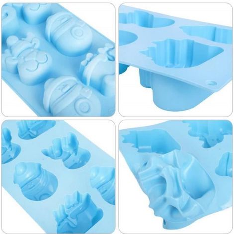 2pcs Moules Noël en Silicone,Ustensile à pâtisserie Gâteau d'Noël Moule Chocolat Bricolage Bac à Glaçons Pudding Jello Savon (1/4)