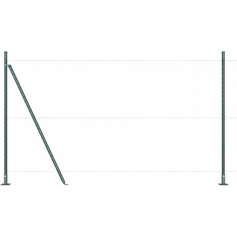 Grillage rouleau,Poteaux de clôture 7 pcs Vert Ø32mm 160 cm Acier galvanisé (1/5)