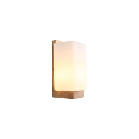ampoule non incluse Applique murale en verre et chêne blanc – Culot E27 – Dimensions 110x150x250mm – Éclairage 5-10 m² pour chambre et couloir