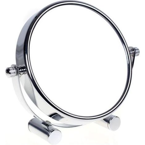Miroir cosmétique design, rotatif à 360 ° Double face : normal et grossissement x 10. Miroir sur pied, miroir de rasage, miroir de salle de bain. Chromé., 5'' Durchmesser, 10-fach (1/5)
