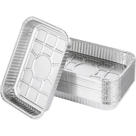Lot de 25 petits bacs de récupération des graisses en aluminium pour fours à gaz, à charbon et électriques (récupérateurs de graisse) 32,5 x 23 cm (1/4)
