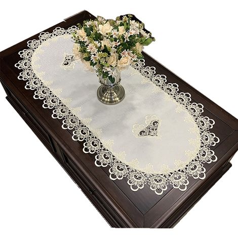 1 Nappe ovale, motif elliptique, dentelle décorative, pour table basse, salle à manger (1/5)