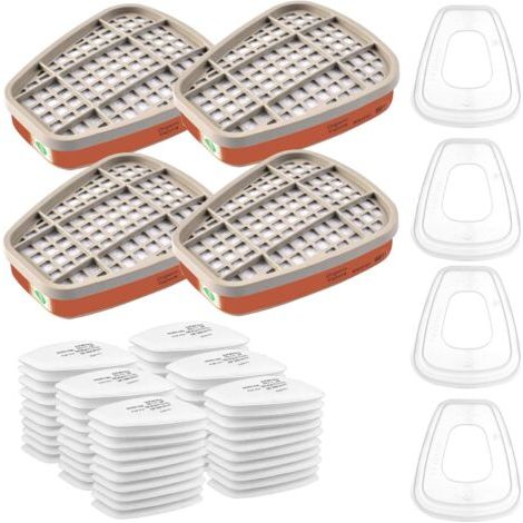 QORVA-Kit de filtres de rechange réutilisables pour protection respiratoire 6001, 60 filtres en coton, pour purificateur d'air, protection du visage, compatible avec 6100/6200/7501/7502/6502/6800, bla