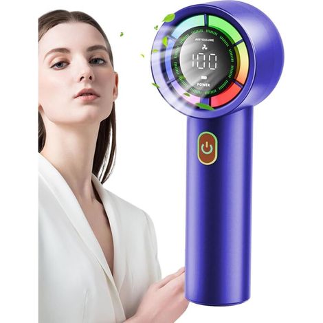 Ventilador turbo portátil recargable con pantalla LED, enfriador de aire compacto de ABS de 16,7 x 6,2 x 6 cm para uso en oficinas y exteriores. (1/5)