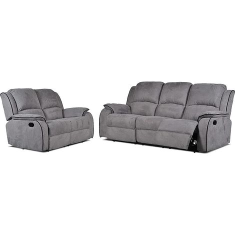 Vente-Unique – Canapé relax 2 places en microfibre – Mécanisme inclinable 160° – Confort optimal – Gris – Structure bois et métal (1/5)