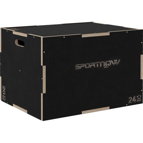 Beyamis Plyo-Box/Sprungbox, robust, 76 x 61 x 51 cm, schwarz, Griff 10 x 3,5 cm, max. 120 kg