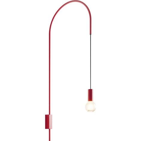 Zafferano - Lampada da Parete Filo, Orientabile 200°, Metallo Verniciato Lampadina E27 max 60W inclusa, H110cm - Rossa (1/2)