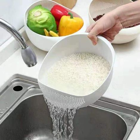 1 bol en plastique avec passoire pour laver le riz Permet de efficacement les petits grains et ustensiles cuisine. (1/5)