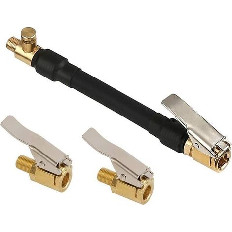 Adaptateur de Valve de Pneu de Voiture, Tuyau Pompe Gonflage Pneu avec 2 Embout de Gonflage Laiton, Raccord de Valve de Gonflage pour Voiture, Vélo, Moto-Devenirriche (1/5)