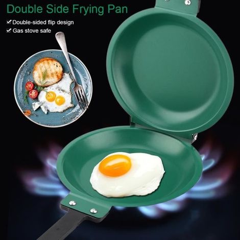 Poêle à double face, revêtement en céramique antiadhésif, poêle à frire à rabat, ustensiles de cuisine pour la cuisine à (1/4)