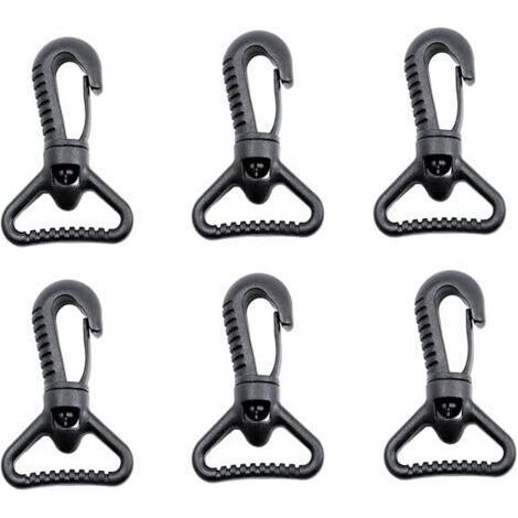 Ahlsen 6 PCS Plastic Carabiners, Plastic Swivel Carabiner for Push Gate - Rotating Carabiner - Rotating Carabiner - Buckle Clasp for Strap, Black (1/5)