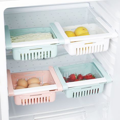 Organisateur de réfrigérateur rétractable, tiroir coulissant, panier de rangement à clipser sous l'étagère pour réfrigérateur, compatible avec les étagères de réfrigérateur de moins de 11 mm (0,43 pou (1/5)