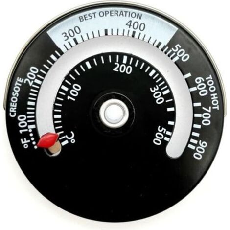 Jauge de Température Magnétique pour Poêle à Bois et Multi-Combustibles - Thermomètre de Conduit et Cheminée en Métal(Noir) (1/5)