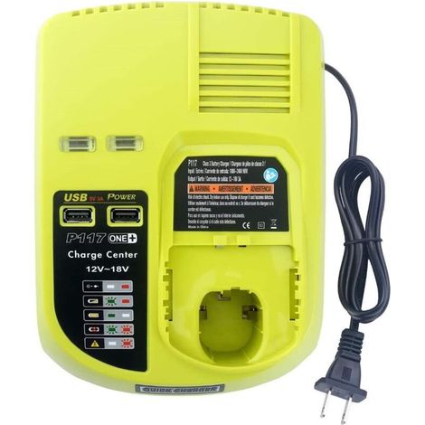 Convient au chargeur de batterie Ryobi 12V-18V électroportatif NiCrNiMH avec 2USB-Crezuo (1/5)