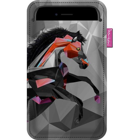 Funda para smartphone con estampado de faraón - Fieltro ecológico, 105 x 175 mm, gris, estampado duradero, protección para el teléfono, lavable a 40 °C, Bertoni (1/5)
