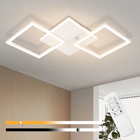 GBLY Deckenleuchte LED Deckenlampe Schlafzimmer - 32W Küchenlampe Dimmbar Wohnzimmerlampe mit Fernbedienung Modern Flurlampe Weiß Schlafzimmerlampe Quadratisch Deckenlampen für Büro Kinderzimmer