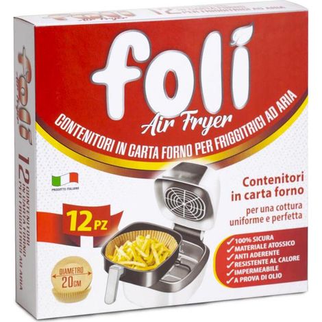 Set 12 Fogli Carta forno e Friggitrice ad Aria 20 cm FOLI'