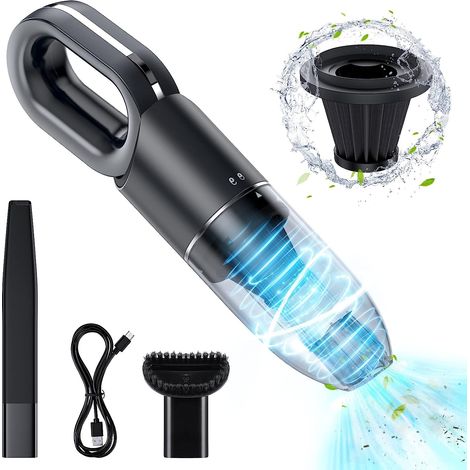 Aspirateur à Main sans Fil Puissant 6500 Pa, Aspirateur de Table Eau Possière Batterie 2000mAh pour Poils de Chien Chat Possière, Mini Aspirateur Portable Anti Possière Voiture Maison Lavable (1/5)