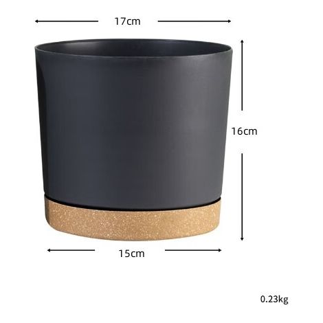 6 Pcs Pots de Fleurs en Plastique 20cm Noir (1/4)